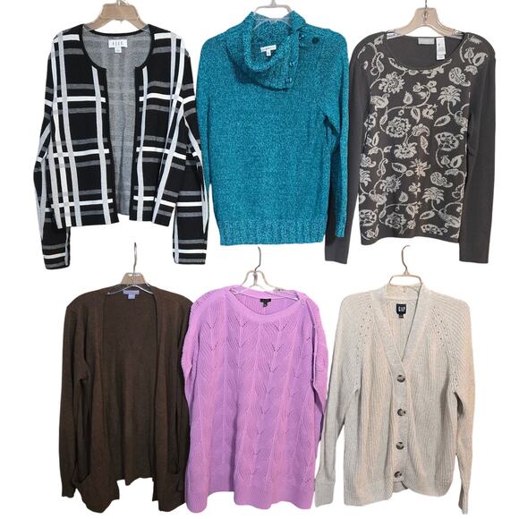 Women's Large L 12 14 Sweaters Cardigans Pullovers Vests Wholesale Bulk Lot of 6 - Picture 1 of 9
